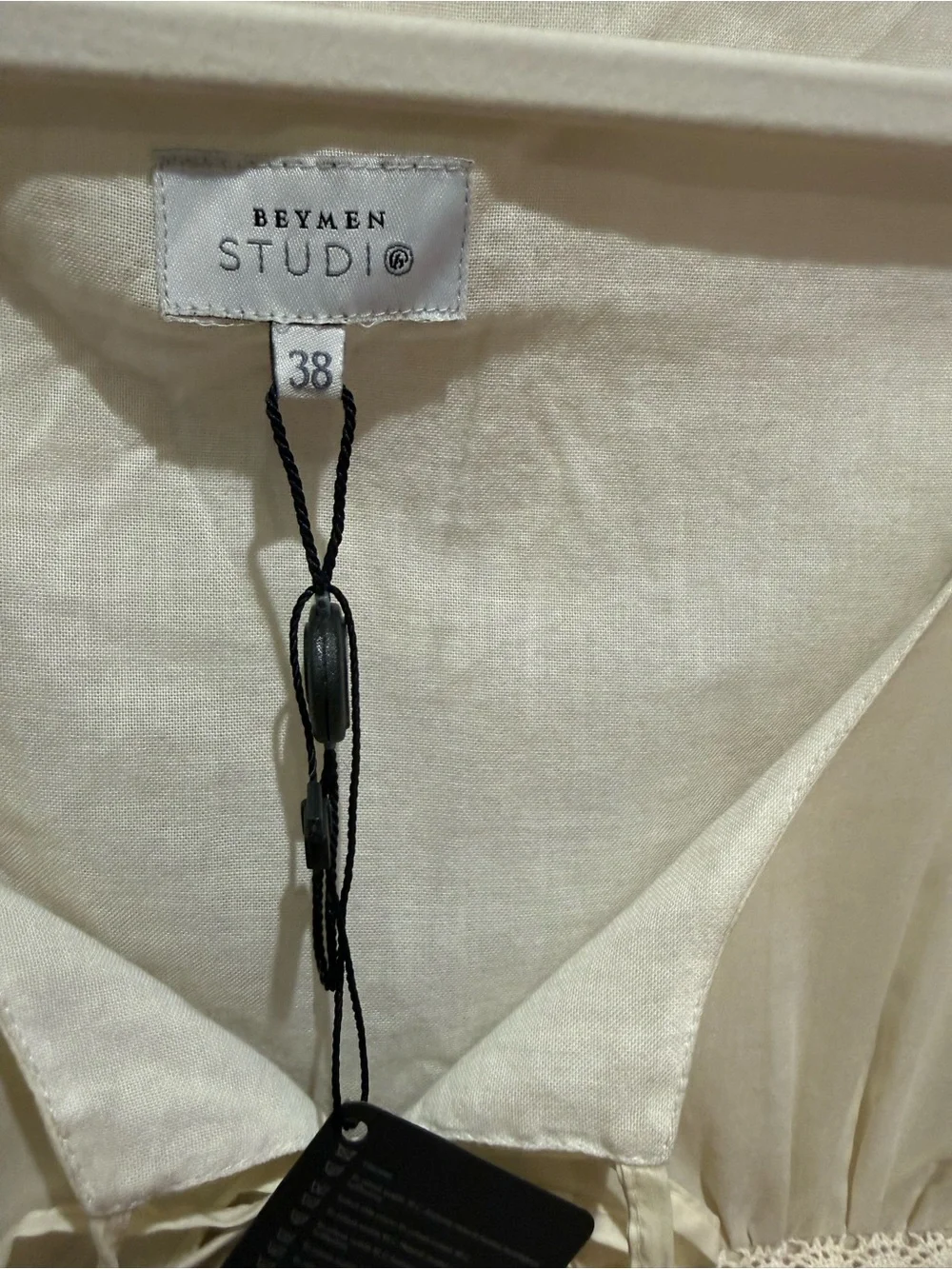 NWOT Beymen Studio Cream Cotton Dress With Floral lace Detail Sz 38IT US 4